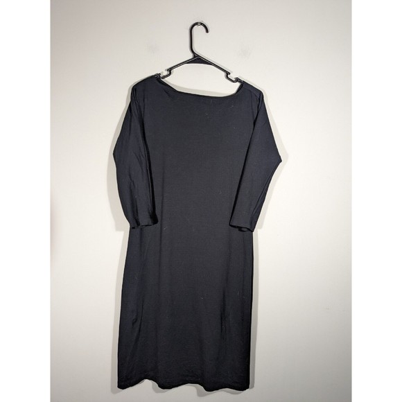 Talbots Black Midi 3/4 Sleeve Front Knot Dress Women Size 12 - Picture 2 of 6